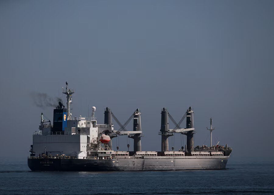 Commercial cargo vessel operating near Black Sea grain exports infrastructure