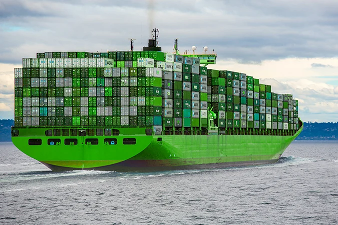 Container vessel navigating green corridors in South Korean waters.