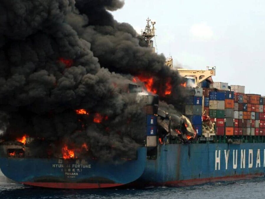 An illustration highlighting container fire screening and cargo data workflows.