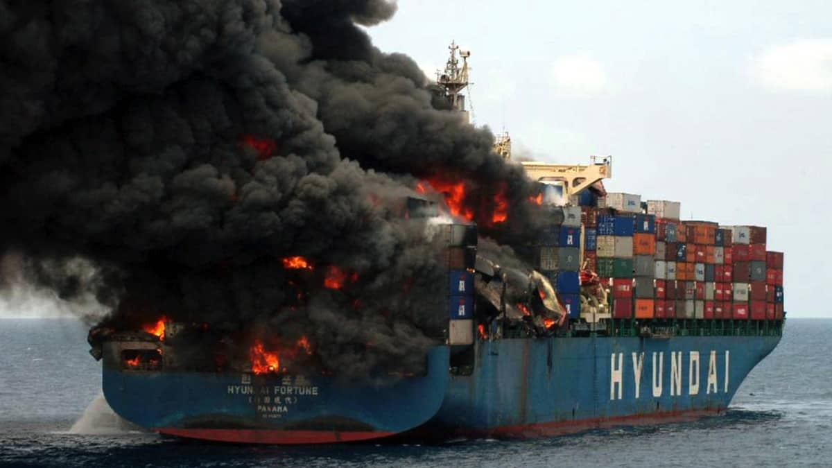 An illustration highlighting container fire screening and cargo data workflows.