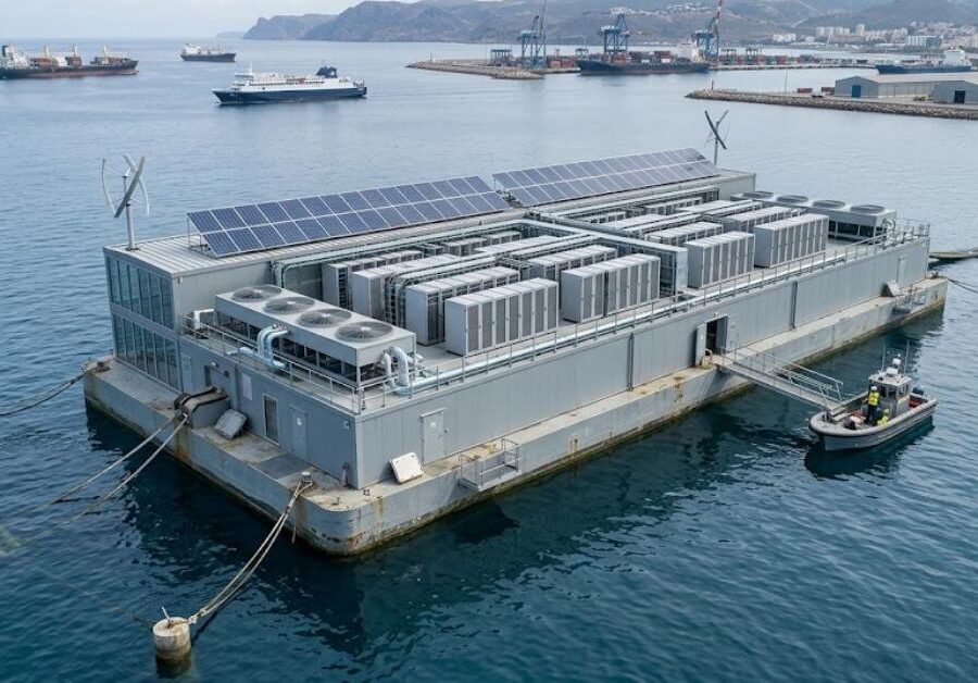 Rendering of a floating data center platform undergoing classification review