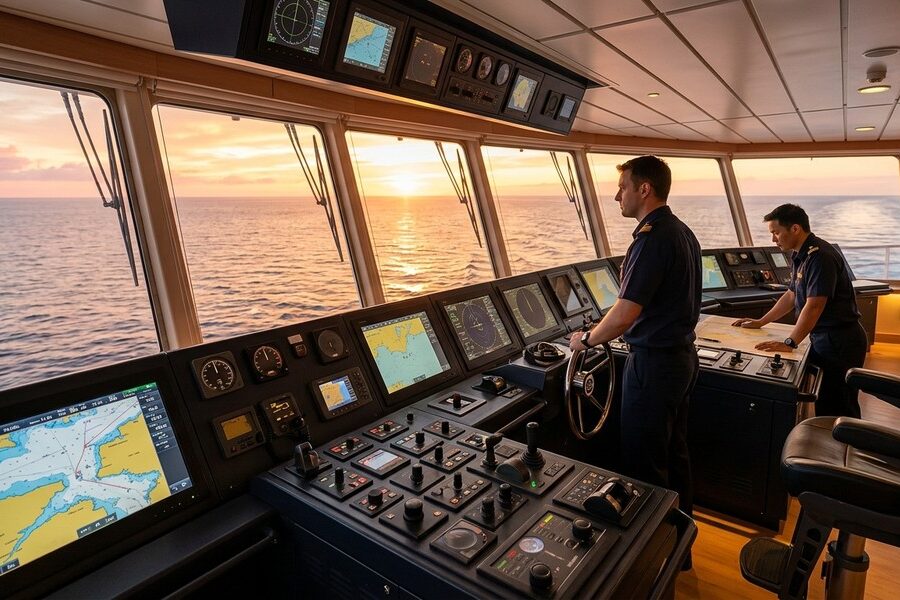 Commercial tanker maintaining maritime regulatory compliance while transiting high-risk waters.