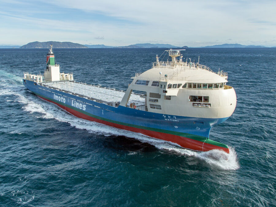 Commercial vessel at sea representing alternative fuel newbuildings funded by the zero-emission ship subsidy.