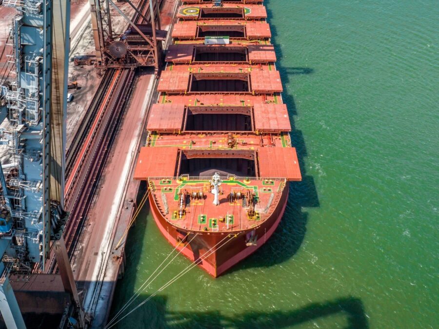 A large bulk carrier navigating open waters, representing global dry bulk chartering trends.